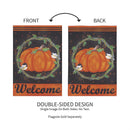 Chickadee and Pumpkin Burlap House Flag