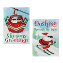 Christmas Skiing Suede House Flag Double Sided