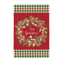 Tis the Season Wreath Burlap Garden Flag