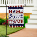 Patriotic Home Sweet Home Burlap Garden Flag