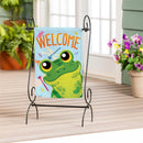 Friendly Frog Burlap Garden Flag