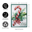 Season's Greetings Candy Cane Burlap Garden Flag_x000D_