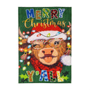Merry Highland Ho Burlap Garden Flag