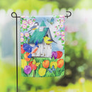 Birdhouse Blooms Garden Suede Flag