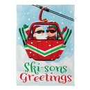Christmas Skiing Suede Garden Flag Double Sided