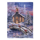 Vibrant Winter Church Suede Garden Flag_x000D_