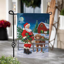 Santa & Highland Cow Suede Garden Flag