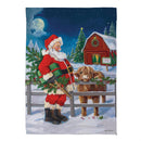 Santa & Highland Cow Suede Garden Flag
