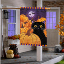 Pumpkin Patch Cat Applique House Flag