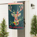 Patterned Reindeer Applique House Flag