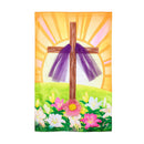 Easter Cross With Lilies Applique House Flag