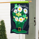 Happy St. Patrick's Day Floral Hat Applique House Flag