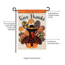 Give Thanks Patterned Turkey Applique Garden Flag_x000D_