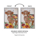 Highland Cow Fall Floral Applique Garden Flag_x000D_
