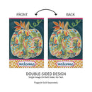 Patterned Jacobean Floral Pumpkin Applique Garden Flag_x000D_