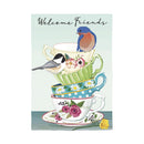 Songbirds and Teacups Applique Garden Flag