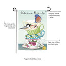 Songbirds and Teacups Applique Garden Flag