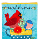 Songbirds Welcome Applique Garden Flag