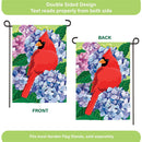 Red Cardinal and Hydrangeas Applique Garden Flag