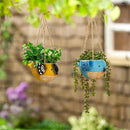 Chirpy Birds ceramic hanging planter with jute hanger