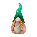 10"H Ceramic Lady Gnome Garden Statuary, Green