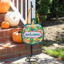 Patterned Jacobean Floral Pumpkin Door Décor