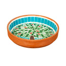 10" Terracotta Mosaic Bird Bath, Bountiful Tree