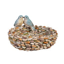 What She Shed Birdbath, Resin Pebble with Birds