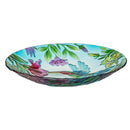 Pollinator Garden Birdbath, Glass Hummingbird, 18"