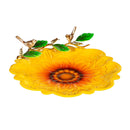 Petal & Plow Birdbath, Metal Scalloped Edge Sunflower