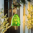 Solar Art Glass Swirl Green and Gold Bell Chime with Artificial