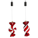 13" Red and White Candy Shatterproof battery Operated LED Ornament, 2 Asst.