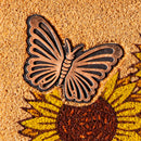 Sunflower Field Coir Mat with Rubber Embossed Butterfly