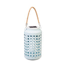 Light-n-Motion Solar Metal Lantern, Aqua Wicker Pattern