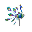37"H Solar Peacock Staked Wind Spinner