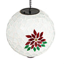 8" Solar Hanging Mosaic Gazing Ball, Poinsettia