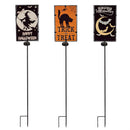 Solar Metal & Glass Halloween Garden Stake, 3 Asst. 2 of Each, 6 Pieces Total