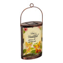 Memorial Butterfly Hand Painted Solar Lantern, 10"H