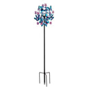 Solar Metal Wind Spinner, Blue Butterfly & Flowers, 74"H