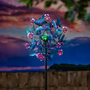 Solar Metal  Wind Spinner, Blue Butterfly & Flowers, 74"H