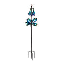 Blue Coastal Wind Spinner, Solar Blue & Teal Floral Gradient, 82"H