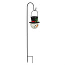Holiday Poinsettia Garden Stake, Solar Garden Stake, Glass Snowman Orb, 36"H, Asst of 2