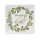 Shades of Green Platter Square Platter, 13.5"
