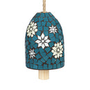 White Snowflake & Blue Snowflake Mosaic Glass Bell