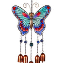 Pollinator Garden Wind Chime, Glass Butterfly Wind Chime with Bells, Asst of 3