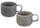 Ceramic Debossed Cup, 12 OZ Serenity Collection, Set of 2