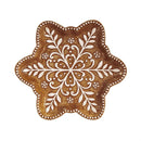 Baking Spirits Bright Plate Gingerbread Snowflake Shaped Embossed Ceramic Salad Plate, 9"