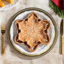 Baking Spirits Bright Plate Gingerbread Snowflake Shaped Embossed Ceramic Salad Plate, 9"