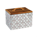 Embossed Metal Storage Box with Wood Lid, Nested Set of 2