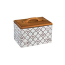 Embossed Metal Storage Box with Wood Lid, Nested Set of 2